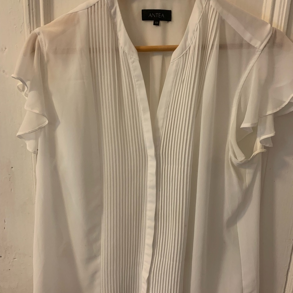 Elegant White Pleated Blouse